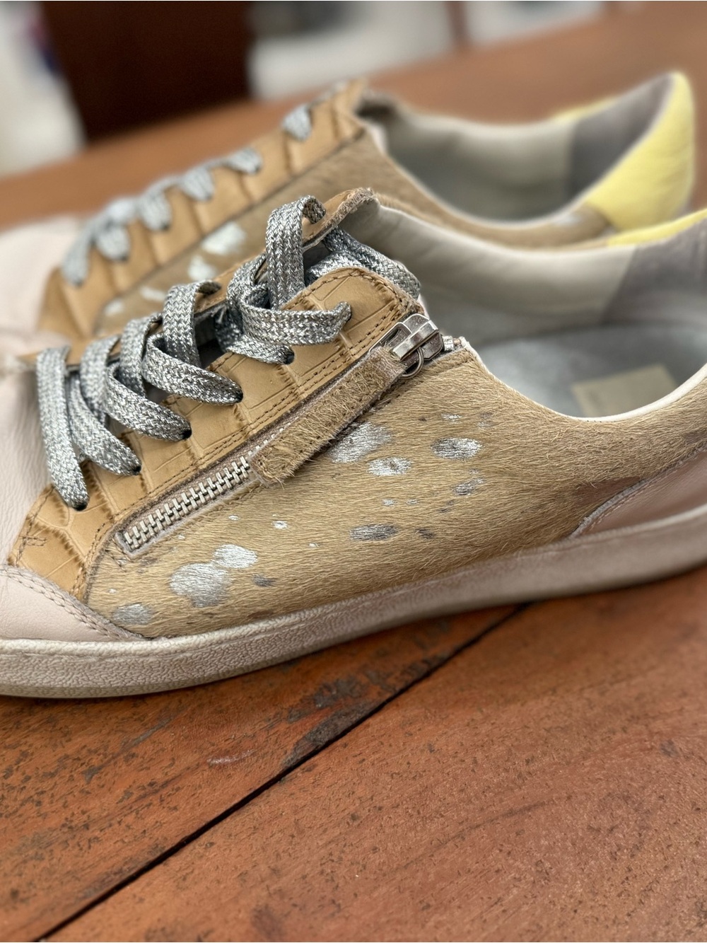 Dolce Vita Tan and Silver Kids Sneakers